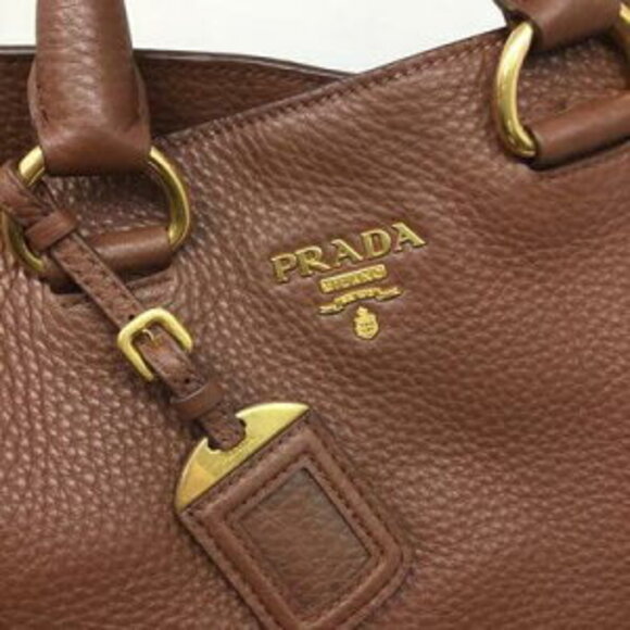 Prada Leather Tote Bag Shoulder Brown Aichi - Picture 5 of 8